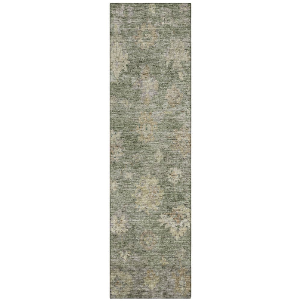Machine Washable Indoor/Outdoor Chantille ACN2305 Green 2'3" x 7'6" Runner Rug. Picture 1