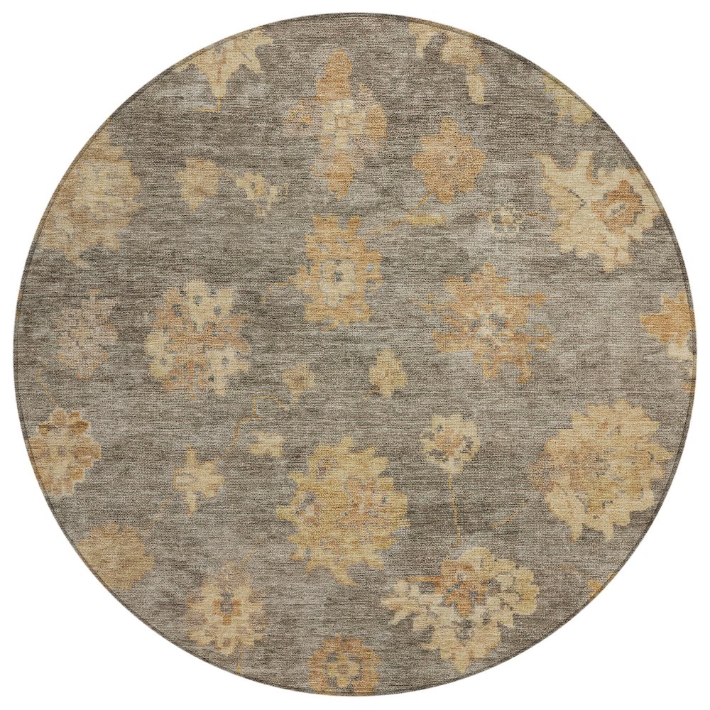 Machine Washable Indoor/Outdoor Chantille ACN2305 Brown 8' x 8' Round Rug. Picture 1
