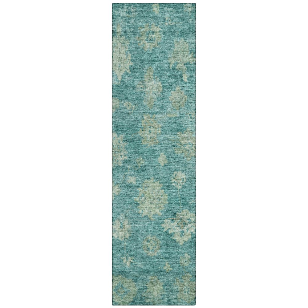 Machine Washable Indoor/Outdoor Chantille ACN2305 Teal 2'3" x 7'6" Runner Rug. Picture 1