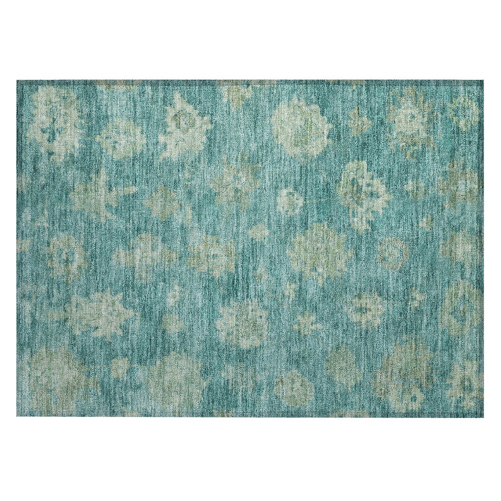 Machine Washable Indoor/Outdoor Chantille ACN2305 Teal 1'8" x 2'6" Rug. Picture 1