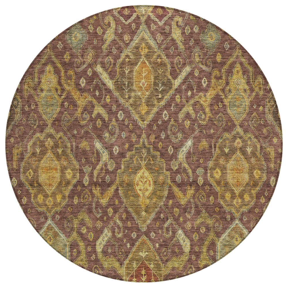 Machine Washable Indoor/Outdoor Chantille ACN2306 Red 8' x 8' Round Rug. Picture 1