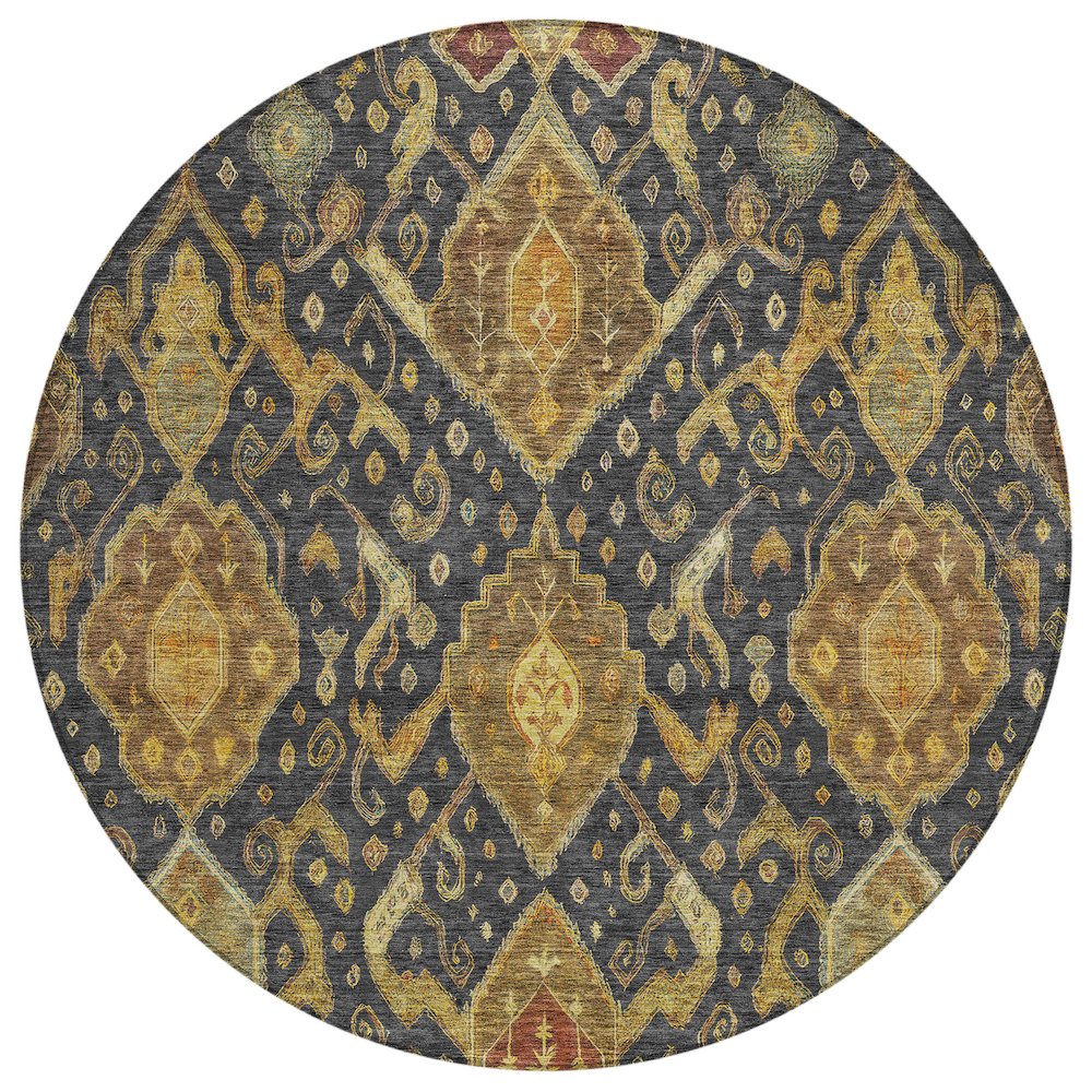 Machine Washable Indoor/Outdoor Chantille ACN2306 Gray 8' x 8' Round Rug. Picture 1