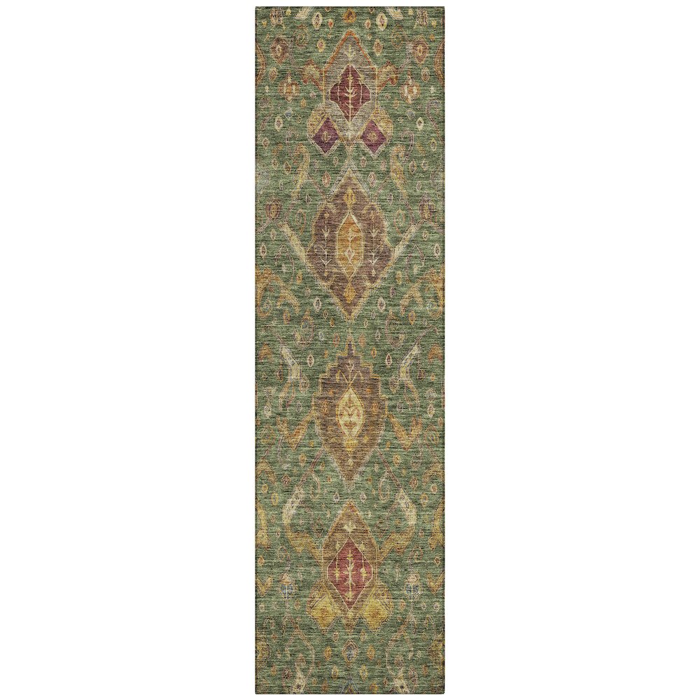 Machine Washable Indoor/Outdoor Chantille ACN2306 Green 2'3" x 7'6" Runner Rug. Picture 1