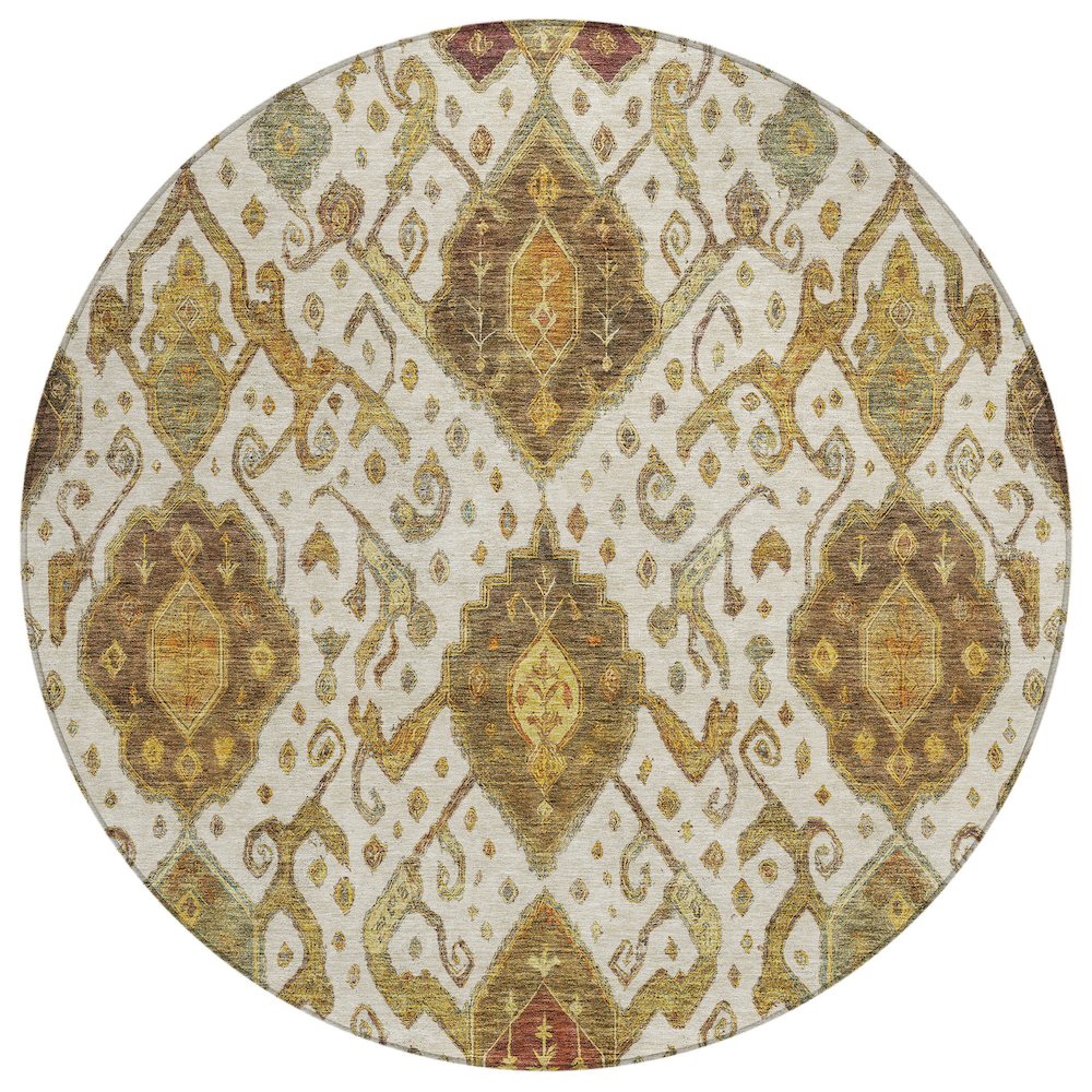 Machine Washable Indoor/Outdoor Chantille ACN2306 Ivory 8' x 8' Round Rug. Picture 1
