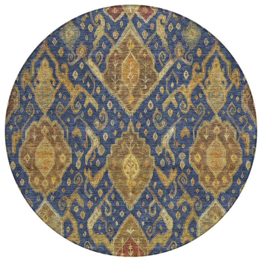 Machine Washable Indoor/Outdoor Chantille ACN2306 Blue 8' x 8' Round Rug. Picture 1