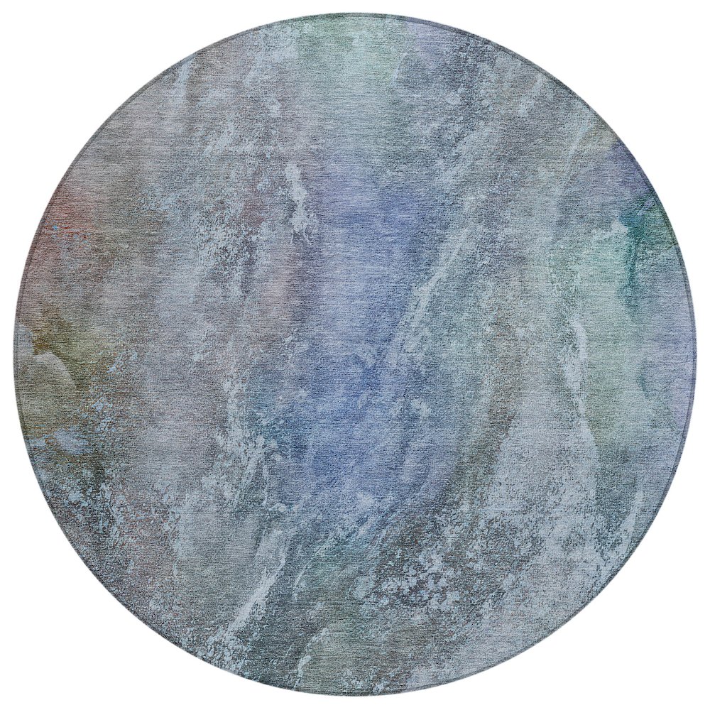 Machine Washable Indoor/Outdoor Chantille ACN2307 Blue 8' x 8' Round Rug. Picture 1