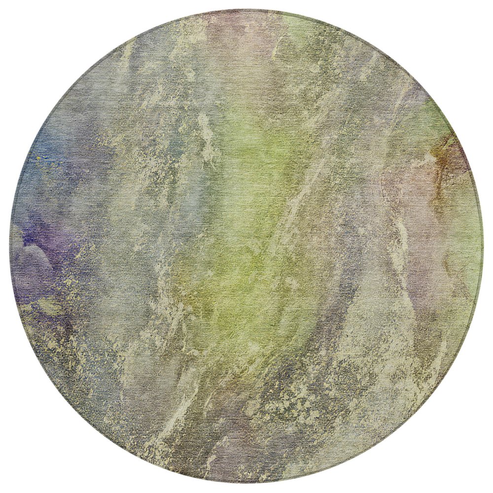 Machine Washable Indoor/Outdoor Chantille ACN2307 Green 8' x 8' Round Rug. Picture 1
