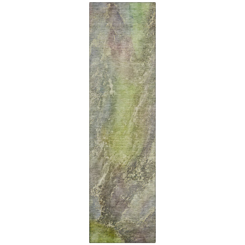 Machine Washable Indoor/Outdoor Chantille ACN2307 Green 2'3" x 7'6" Runner Rug. Picture 1