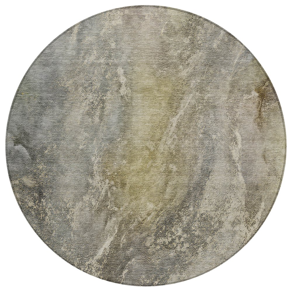 Machine Washable Indoor/Outdoor Chantille ACN2307 Gray 8' x 8' Round Rug. Picture 1