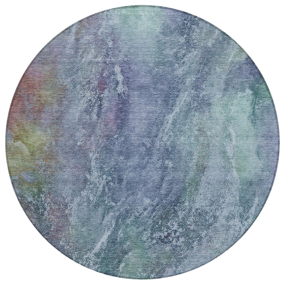 Machine Washable Indoor/Outdoor Chantille ACN2308 Blue 8' x 8' Round Rug. Picture 1