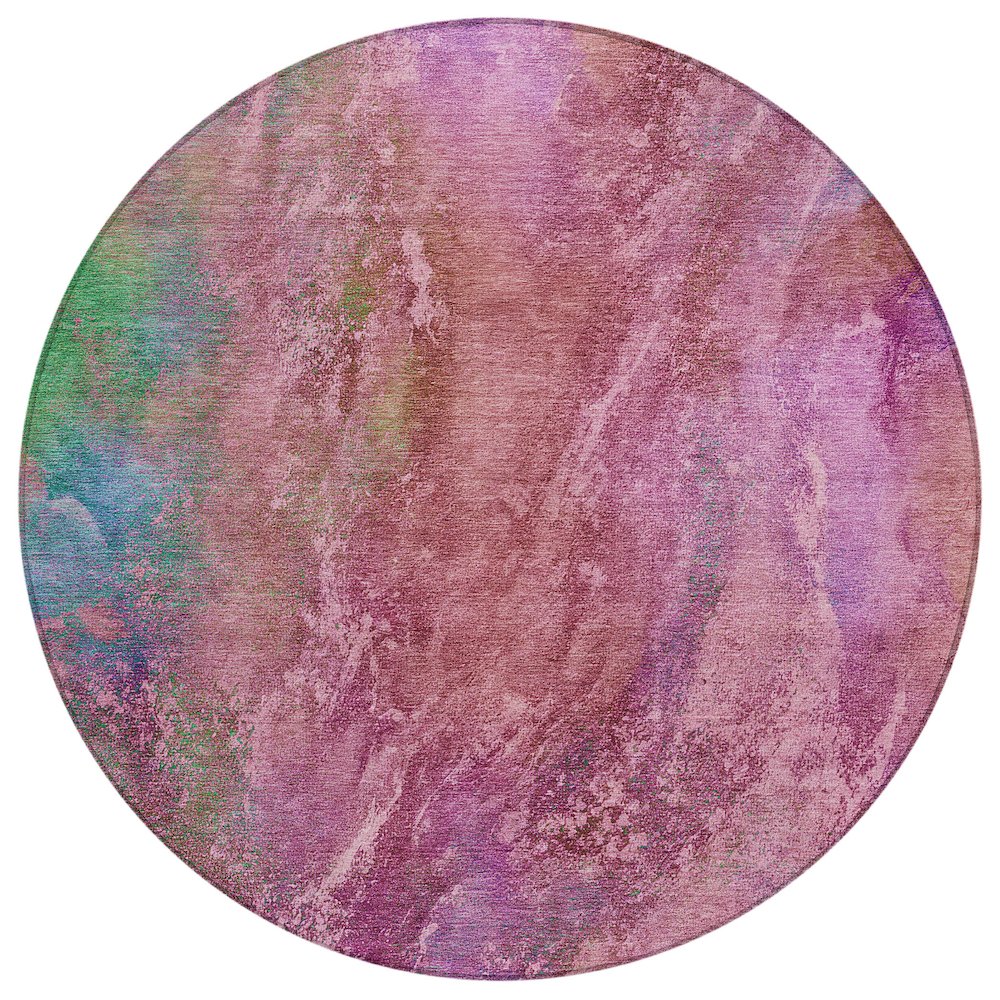 Machine Washable Indoor/Outdoor Chantille ACN2308 Pink 8' x 8' Round Rug. Picture 1