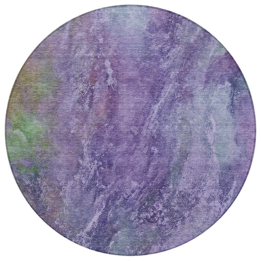 Machine Washable Indoor/Outdoor Chantille ACN2308 Purple 8' x 8' Round Rug. Picture 1