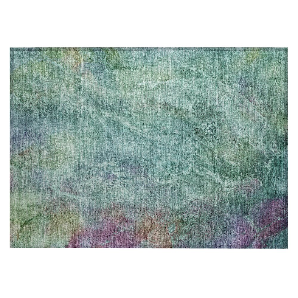 Machine Washable Indoor/Outdoor Chantille ACN2308 Teal 1'8" x 2'6" Rug. Picture 1