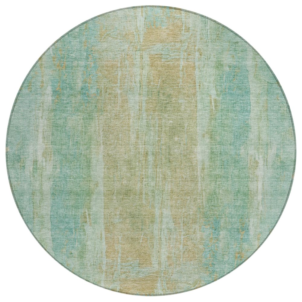 Machine Washable Indoor/Outdoor Chantille ACN2309 Teal 8' x 8' Round Rug. Picture 1