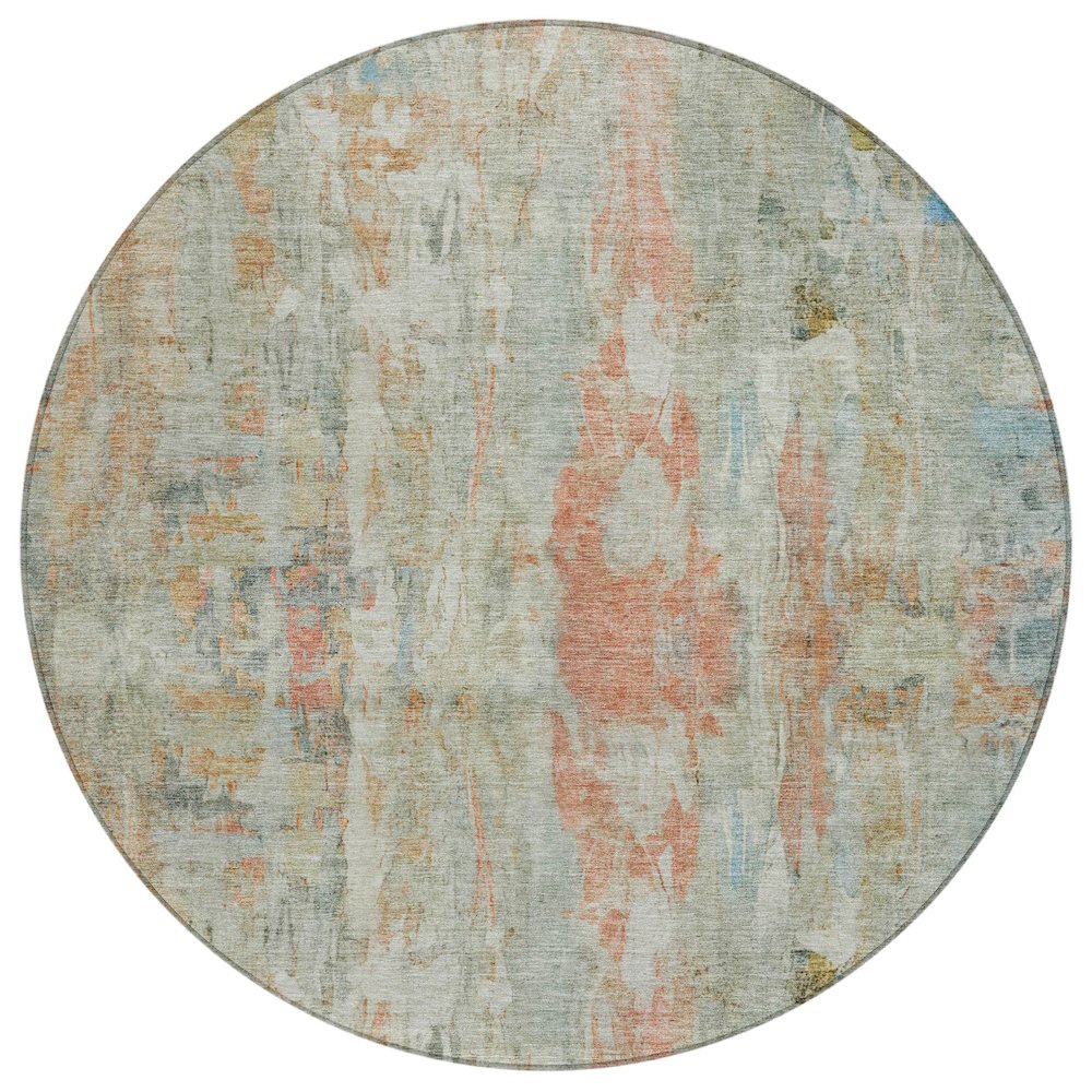 Machine Washable Indoor/Outdoor Chantille ACN2310 Green 8' x 8' Round Rug. Picture 1
