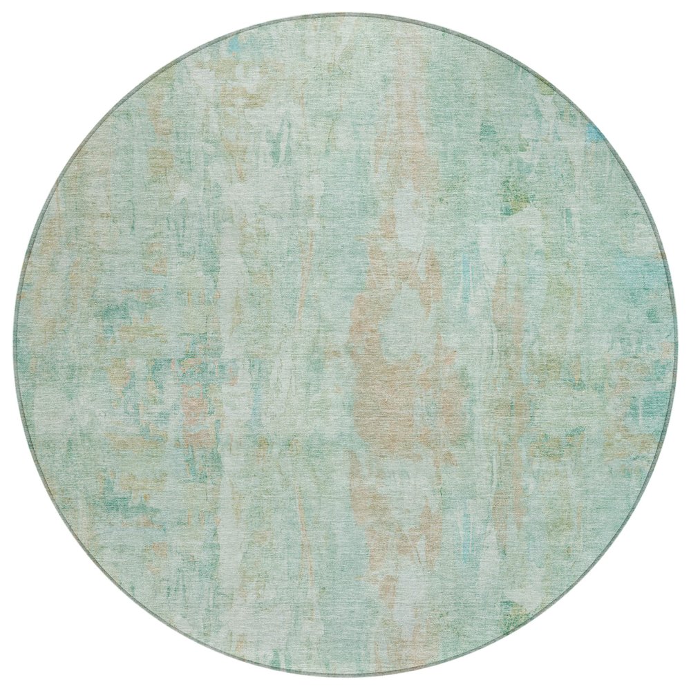 Machine Washable Indoor/Outdoor Chantille ACN2310 Teal 8' x 8' Round Rug. Picture 1