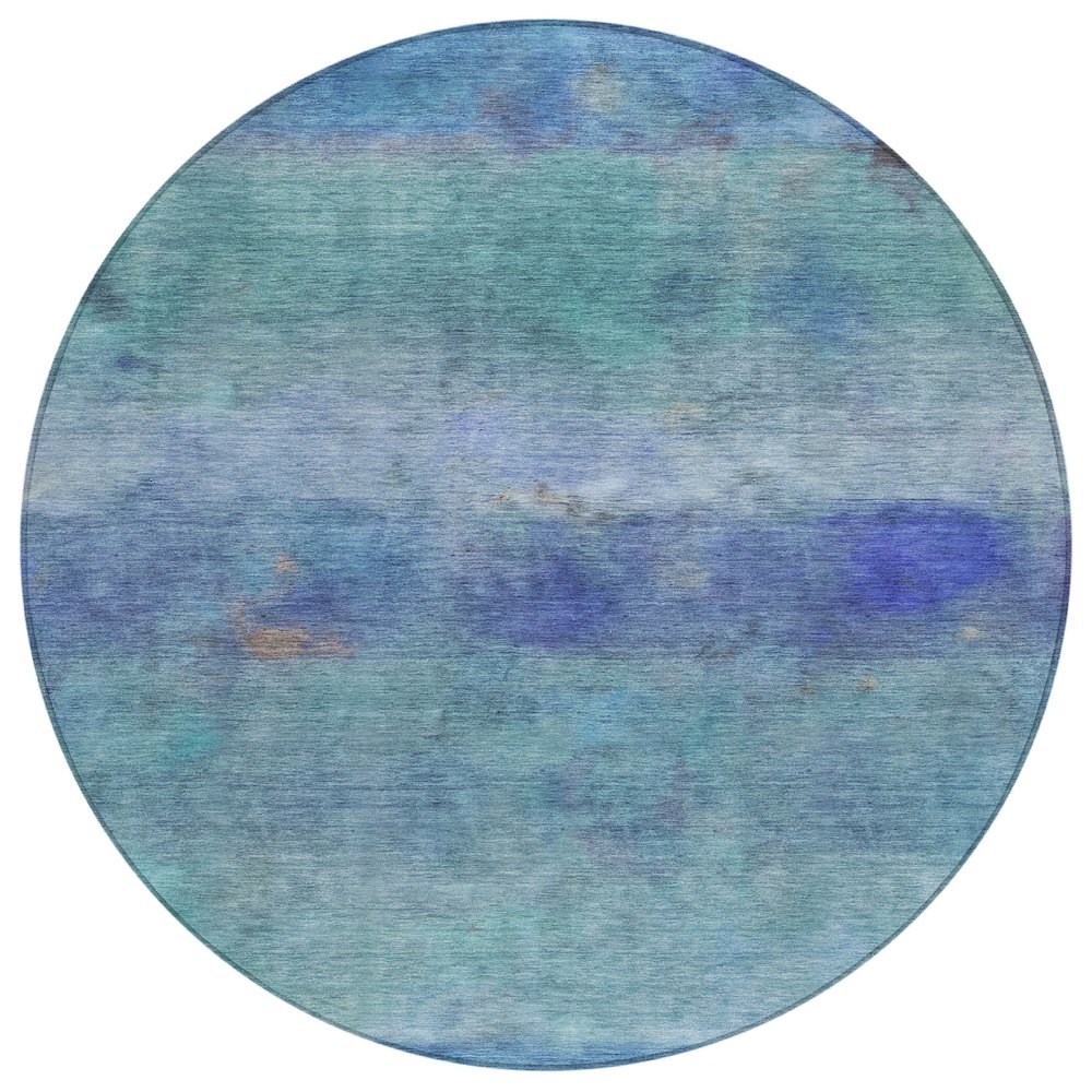 Machine Washable Indoor/Outdoor Chantille ACN2311 Blue 8' x 8' Round Rug. Picture 1