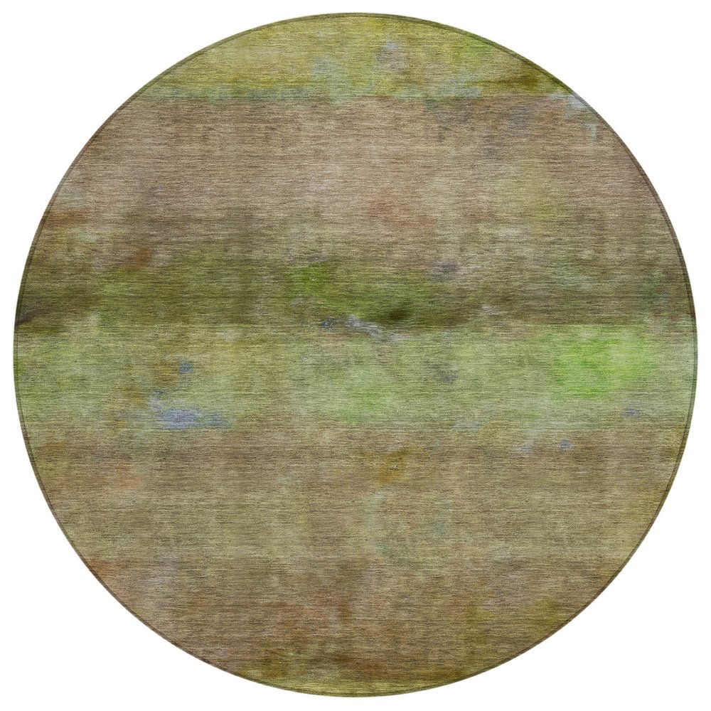 Machine Washable Indoor/Outdoor Chantille ACN2311 Green 8' x 8' Round Rug. Picture 1