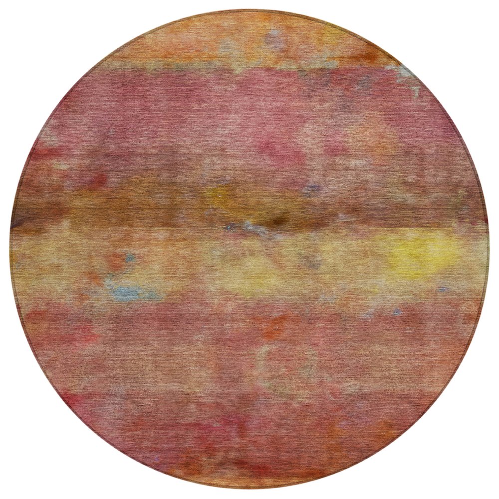 Machine Washable Indoor/Outdoor Chantille ACN2311 Orange 8' x 8' Round Rug. Picture 1