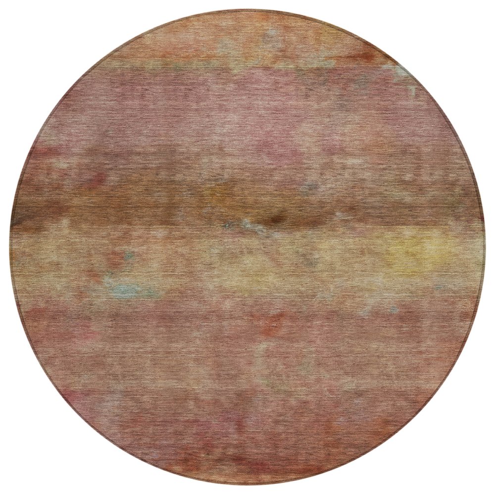 Machine Washable Indoor/Outdoor Chantille ACN2311 Orange 8' x 8' Round Rug. Picture 1