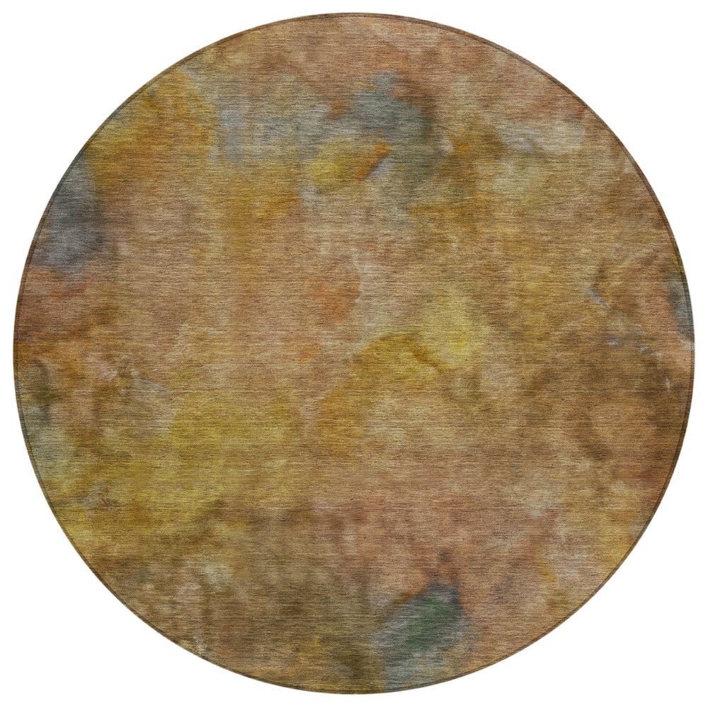 Machine Washable Indoor/Outdoor Chantille ACN2312 Orange 8' x 8' Round Rug. Picture 1