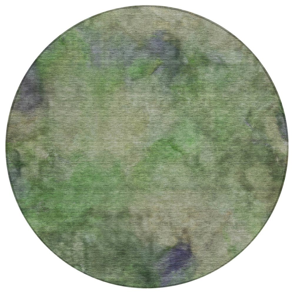 Machine Washable Indoor/Outdoor Chantille ACN2312 Green 8' x 8' Round Rug. Picture 1
