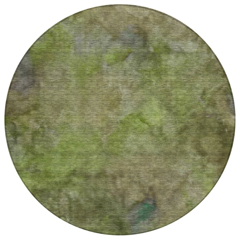 Machine Washable Indoor/Outdoor Chantille ACN2312 Green 8' x 8' Round Rug. Picture 1
