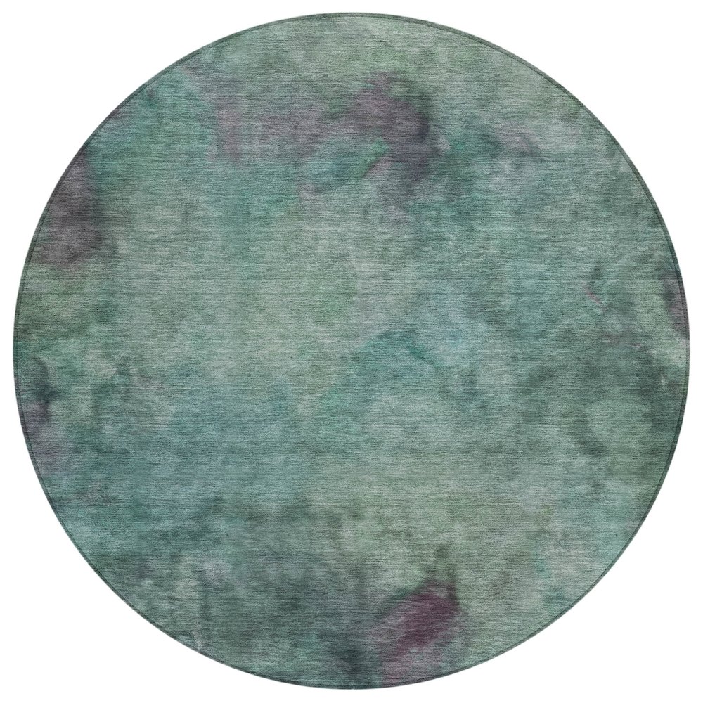 Machine Washable Indoor/Outdoor Chantille ACN2312 Teal 8' x 8' Round Rug. Picture 1
