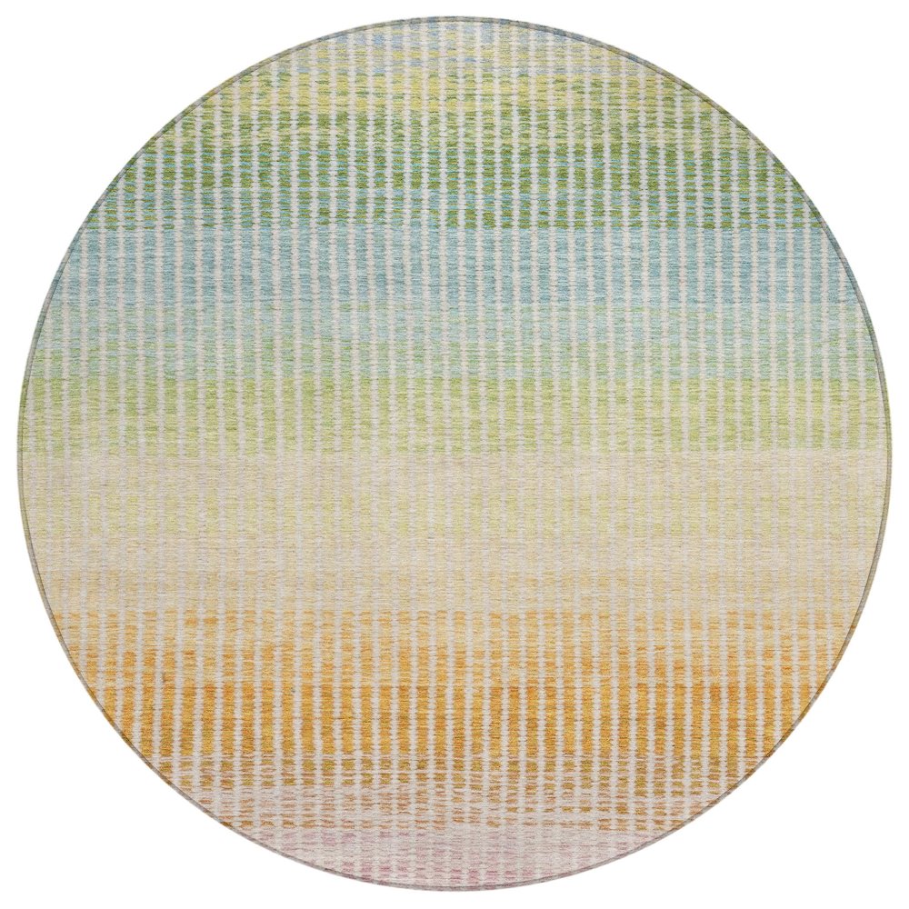 Machine Washable Indoor/Outdoor Chantille ACN2313 Orange 8' x 8' Round Rug. Picture 1