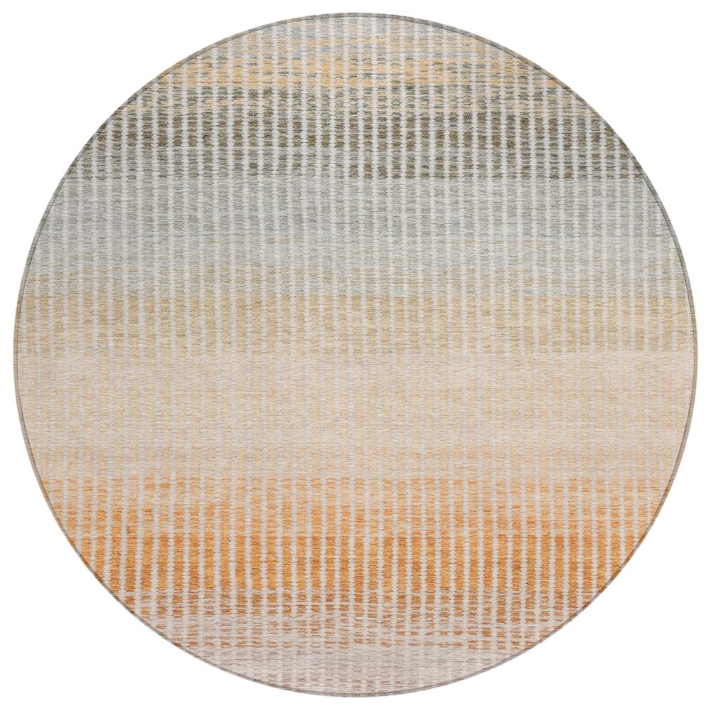 Machine Washable Indoor/Outdoor Chantille ACN2313 Orange 8' x 8' Round Rug. Picture 1
