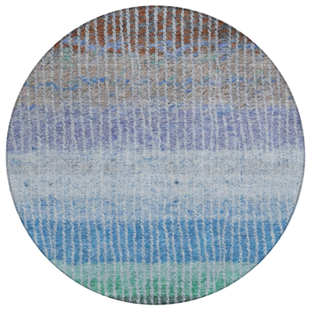 Machine Washable Indoor/Outdoor Chantille ACN2314 Blue 8' x 8' Round Rug. Picture 1