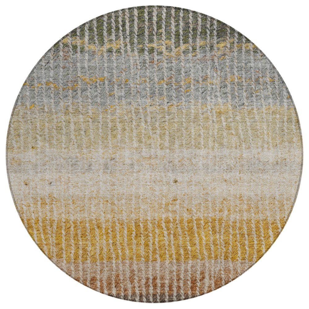 Machine Washable Indoor/Outdoor Chantille ACN2314 Brown 8' x 8' Round Rug. Picture 1