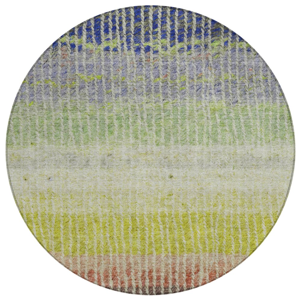 Machine Washable Indoor/Outdoor Chantille ACN2314 Green 8' x 8' Round Rug. Picture 1