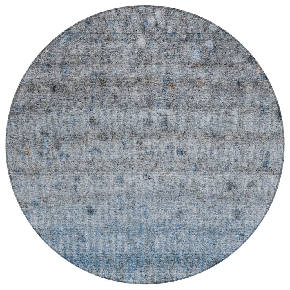 Machine Washable Indoor/Outdoor Chantille ACN2315 Blue 8' x 8' Round Rug. Picture 1