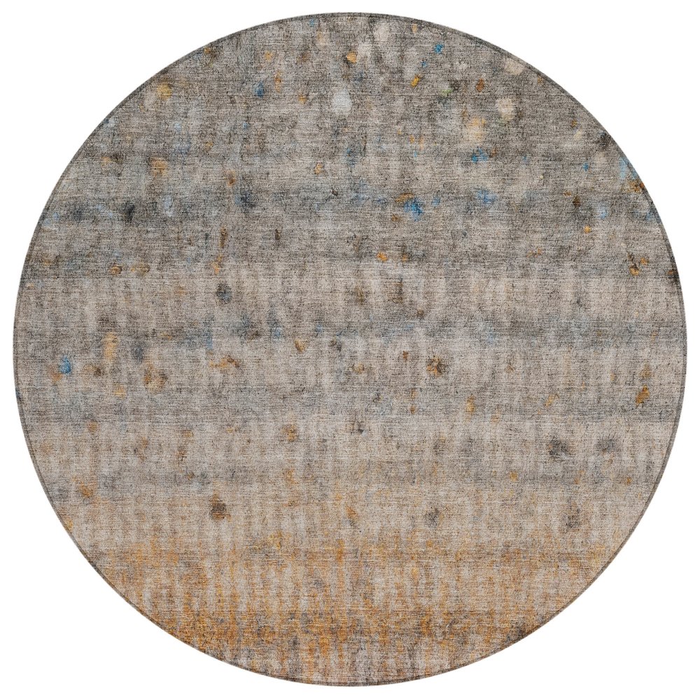 Machine Washable Indoor/Outdoor Chantille ACN2315 Gray 8' x 8' Round Rug. Picture 1