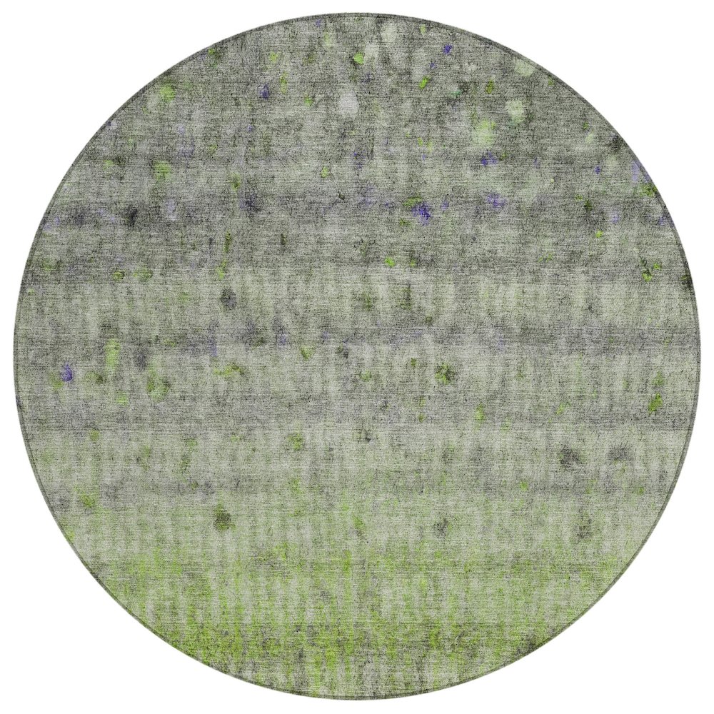 Machine Washable Indoor/Outdoor Chantille ACN2315 Green 8' x 8' Round Rug. Picture 1