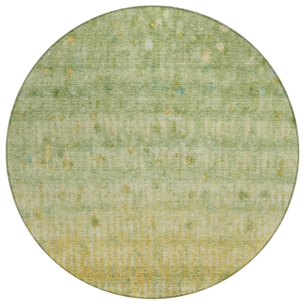 Machine Washable Indoor/Outdoor Chantille ACN2315 Green 8' x 8' Round Rug. Picture 1