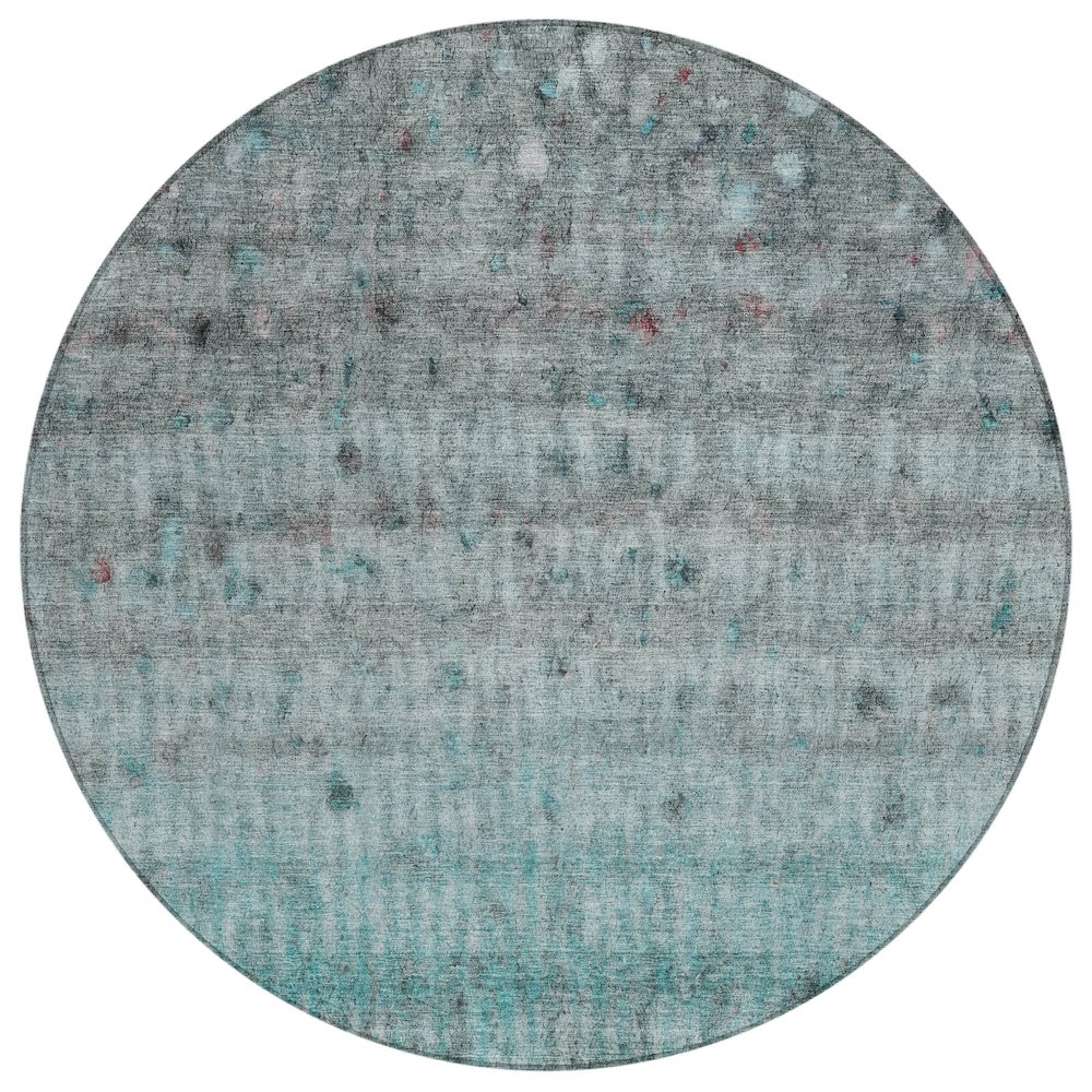 Machine Washable Indoor/Outdoor Chantille ACN2315 Teal 8' x 8' Round Rug. Picture 1