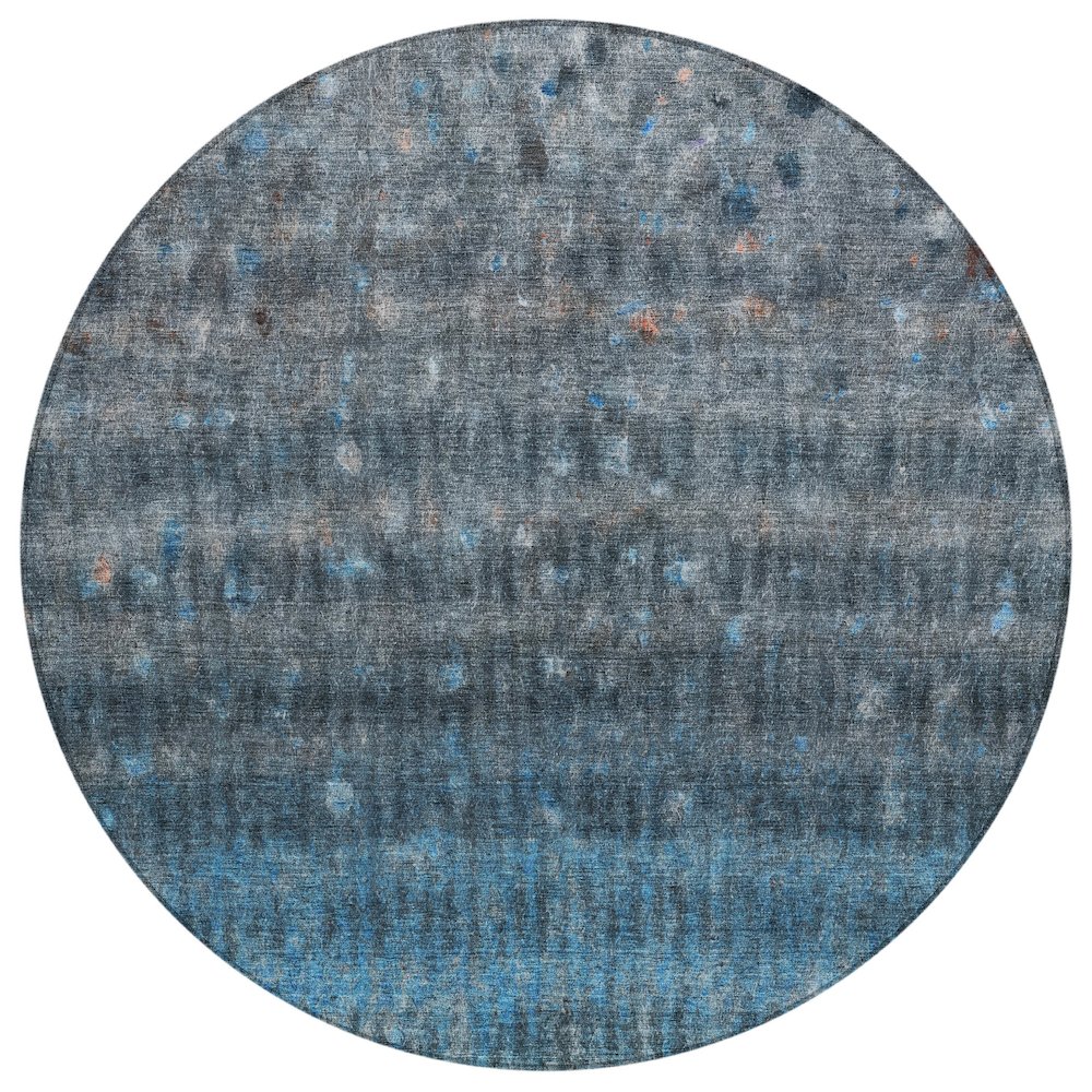Machine Washable Indoor/Outdoor Chantille ACN2316 Blue 8' x 8' Round Rug. Picture 1