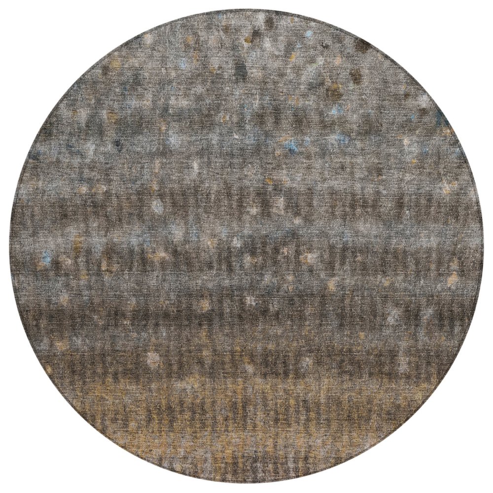 Machine Washable Indoor/Outdoor Chantille ACN2316 Brown 8' x 8' Round Rug. Picture 1
