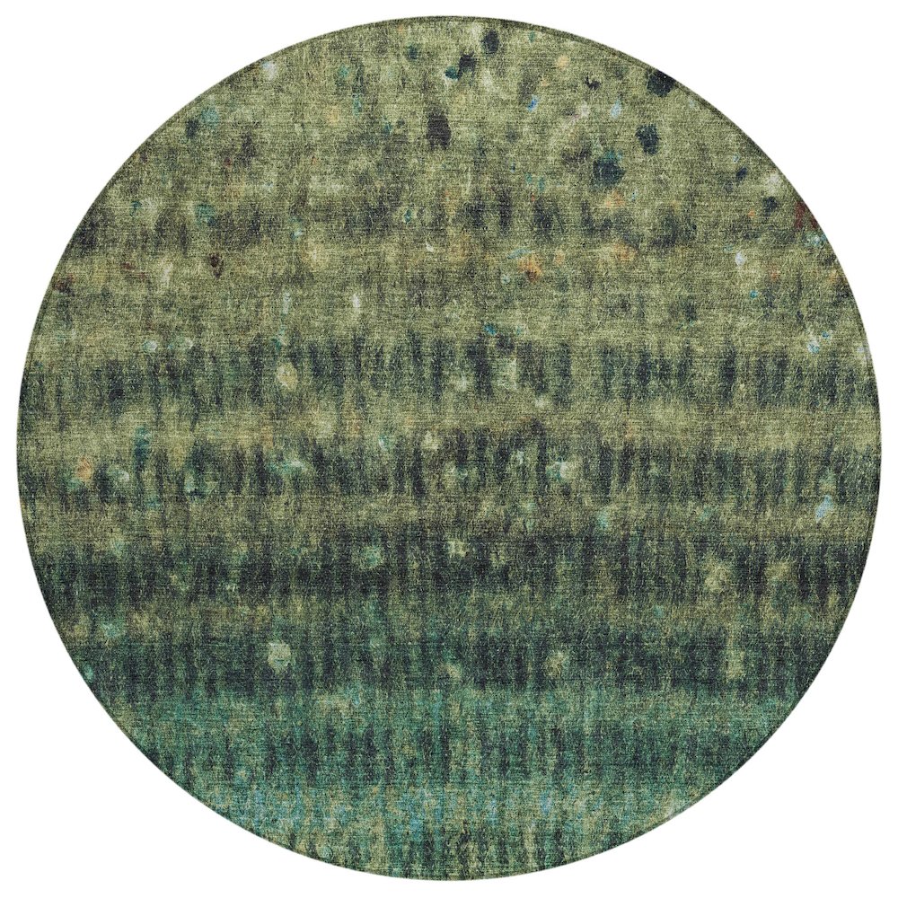 Machine Washable Indoor/Outdoor Chantille ACN2316 Green 8' x 8' Round Rug. Picture 1