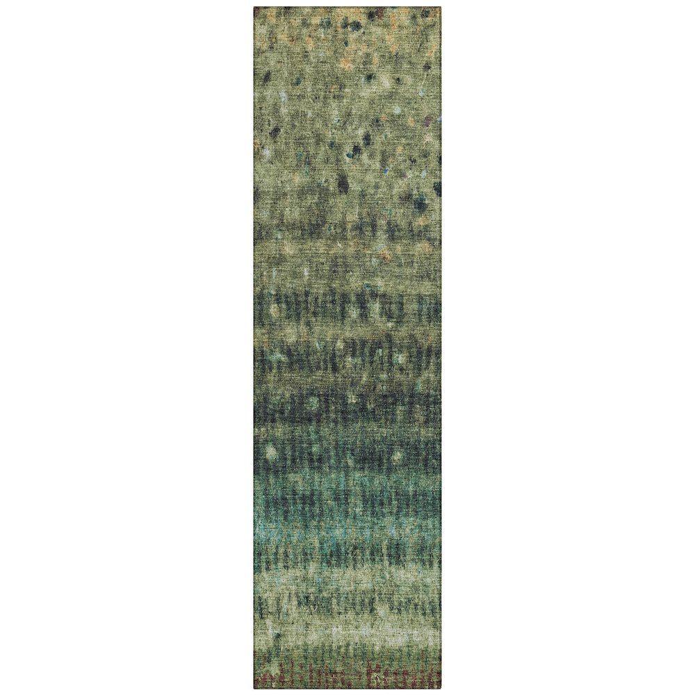 Machine Washable Indoor/Outdoor Chantille ACN2316 Green 2'3" x 7'6" Runner Rug. Picture 1
