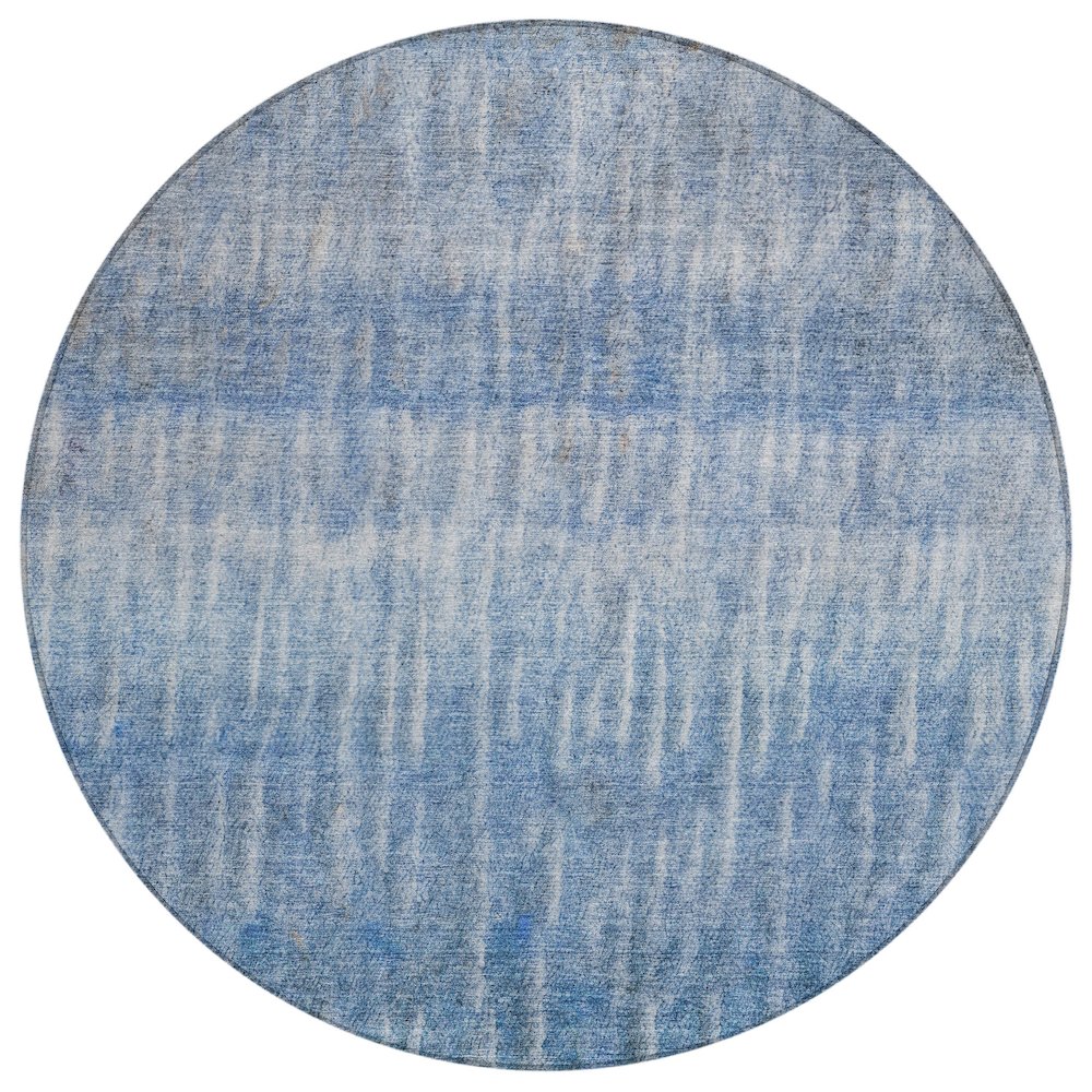 Machine Washable Indoor/Outdoor Chantille ACN2317 Blue 8' x 8' Round Rug. Picture 1