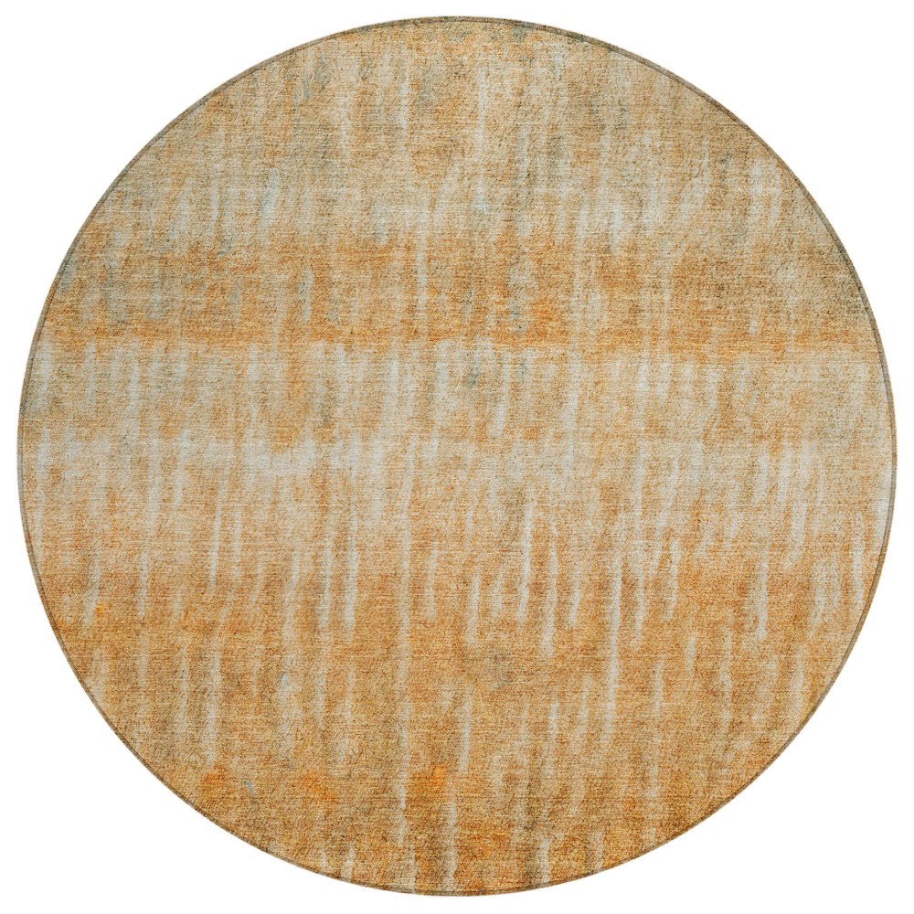 Machine Washable Indoor/Outdoor Chantille ACN2317 Orange 8' x 8' Round Rug. Picture 1