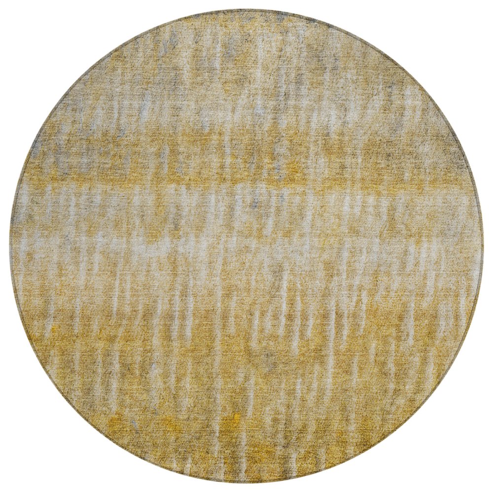 Machine Washable Indoor/Outdoor Chantille ACN2317 Gold 8' x 8' Round Rug. Picture 1