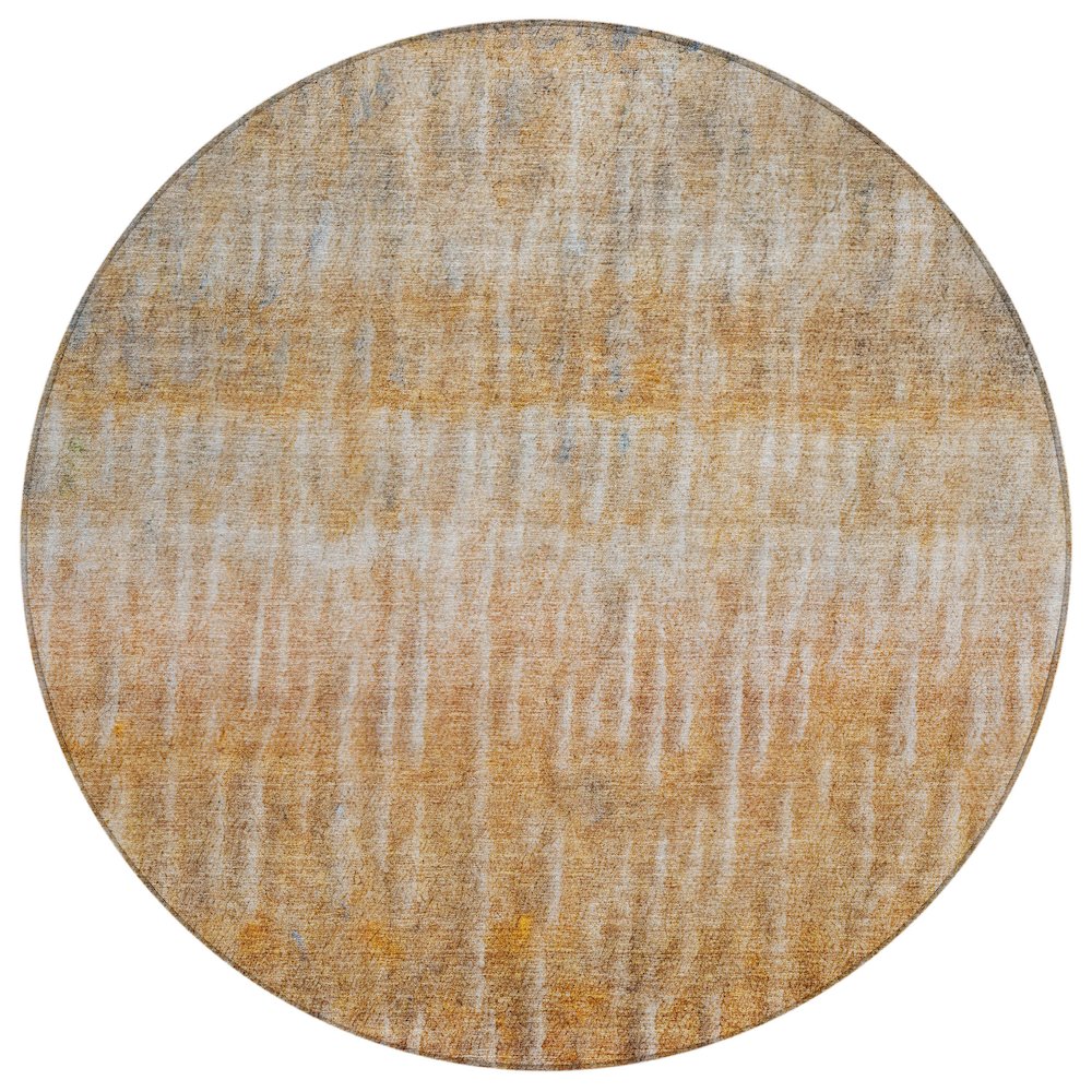 Machine Washable Indoor/Outdoor Chantille ACN2317 Orange 8' x 8' Round Rug. Picture 1