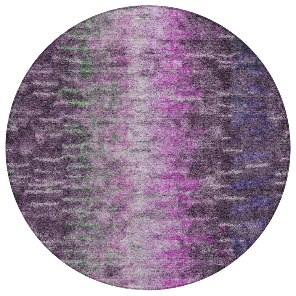 Machine Washable Indoor/Outdoor Chantille ACN2318 Purple 8' x 8' Round Rug. Picture 1