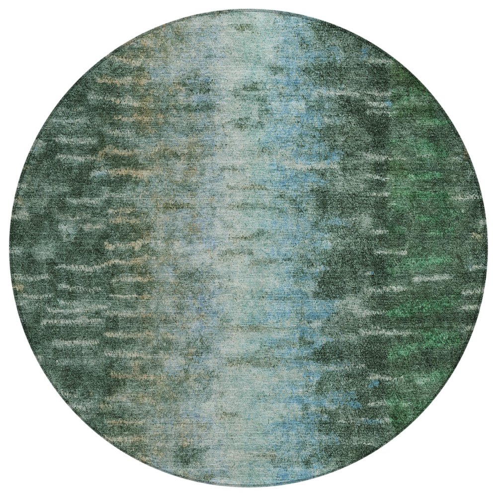 Machine Washable Indoor/Outdoor Chantille ACN2318 Green 8' x 8' Round Rug. Picture 1