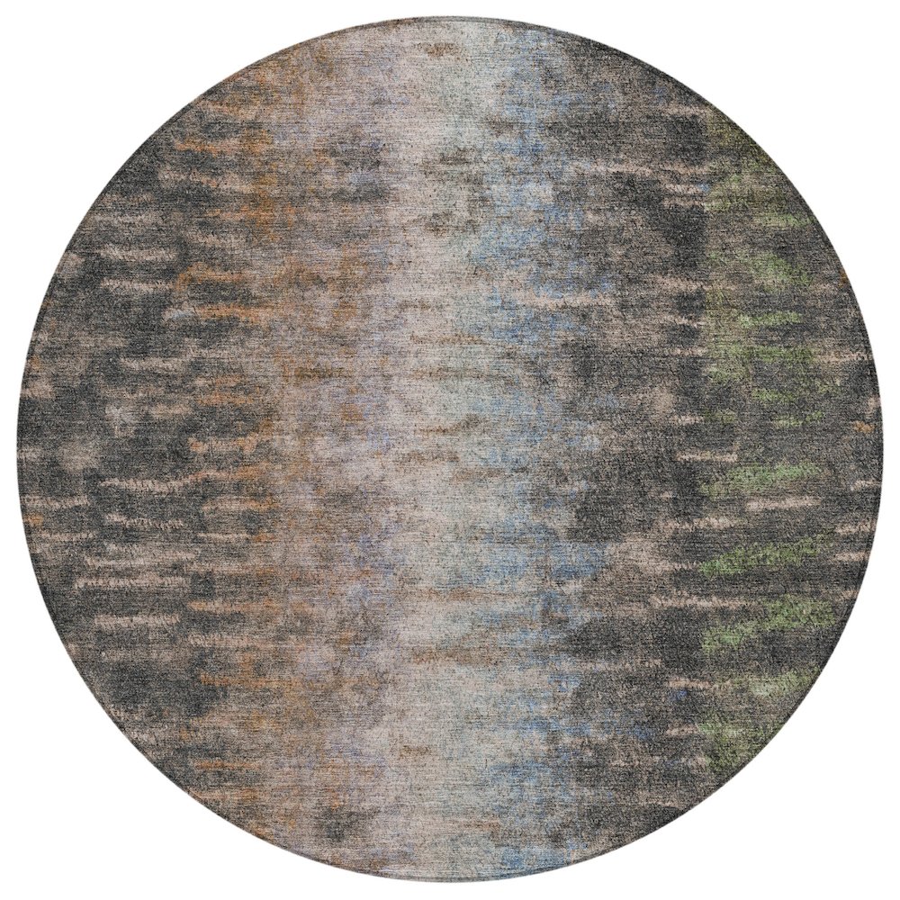 Machine Washable Indoor/Outdoor Chantille ACN2318 Gray 8' x 8' Round Rug. Picture 1