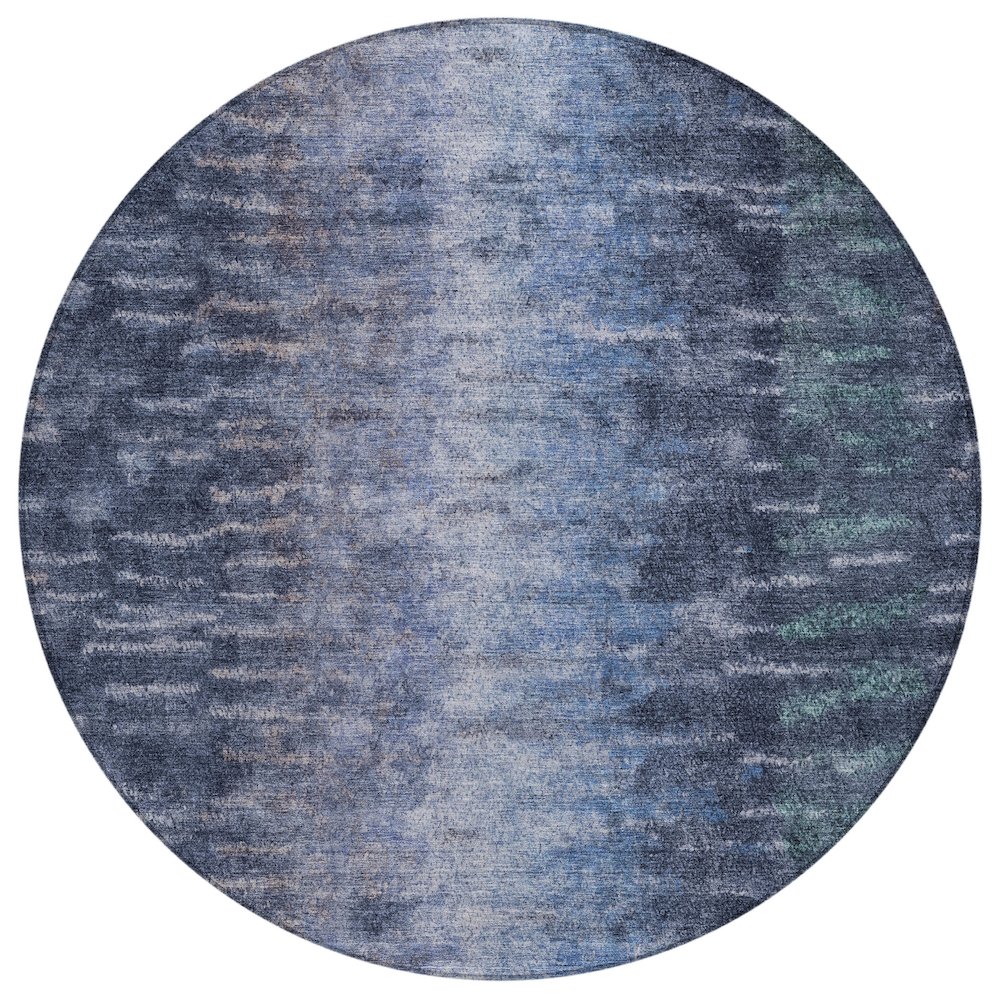 Machine Washable Indoor/Outdoor Chantille ACN2318 Blue 8' x 8' Round Rug. Picture 1
